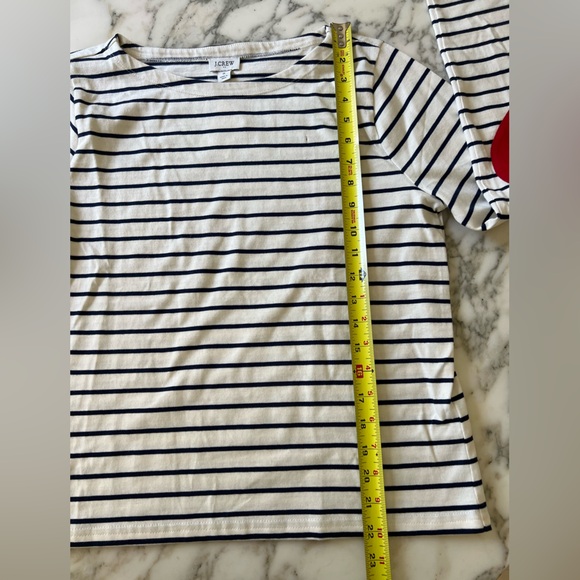 NWT JCrew long sleeves stripped tee heart sleeves Sz S - small box cutter slice - Picture 6 of 7